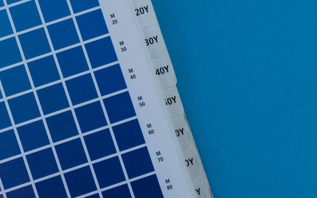 Muestrario de tipos de papel para impresión